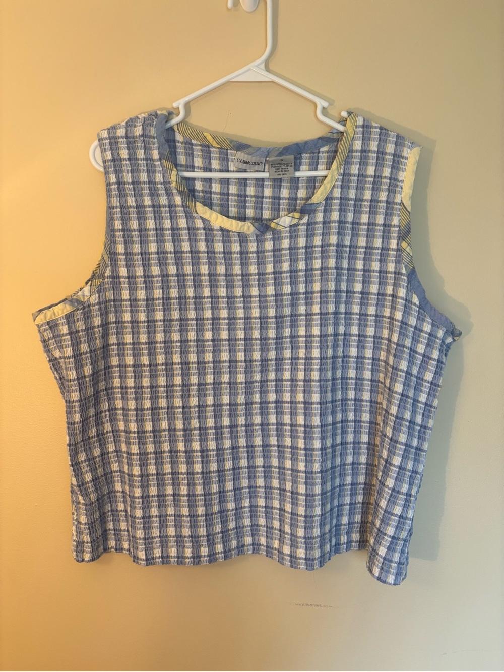Cabin Creek Blue and White Plaid Sleeveless Tank